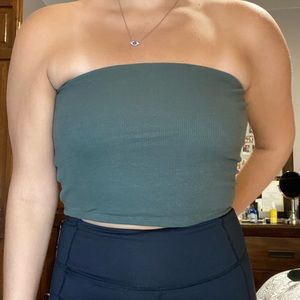 American Eagle Ribbed Tube Top in Green and Rose